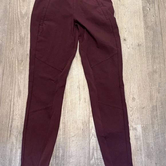 Athleta Headlands Hybrid Tight Sz 4 Burgundy Wine High Rise Zip Pockets Skinny - Picture 2 of 9